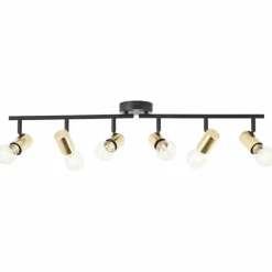 Lampes Dorées-Luminaires Brilliant Plafonnier Brilliant Kerry Or, Noir, 6 lumières