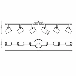 Lampes Dorées-Luminaires Brilliant Plafonnier Brilliant Kerry Or, Noir, 6 lumières