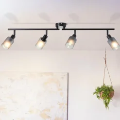 Luminaires Brilliant Plafonnier Brilliant Loralie Noir, 4 lumières