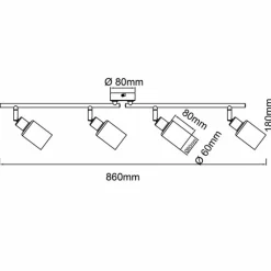 Luminaires Brilliant Plafonnier Brilliant Loralie Noir, 4 lumières