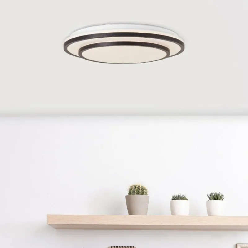 Luminaires Brilliant Plafonnier Brilliant Luciano LED Noir, Blanc, 1 lumière, Télécommandes* Éclairage Led