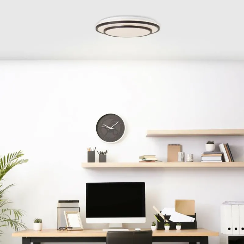 Luminaires Brilliant Plafonnier Brilliant Luciano LED Noir, Blanc, 1 lumière, Télécommandes* Éclairage Led