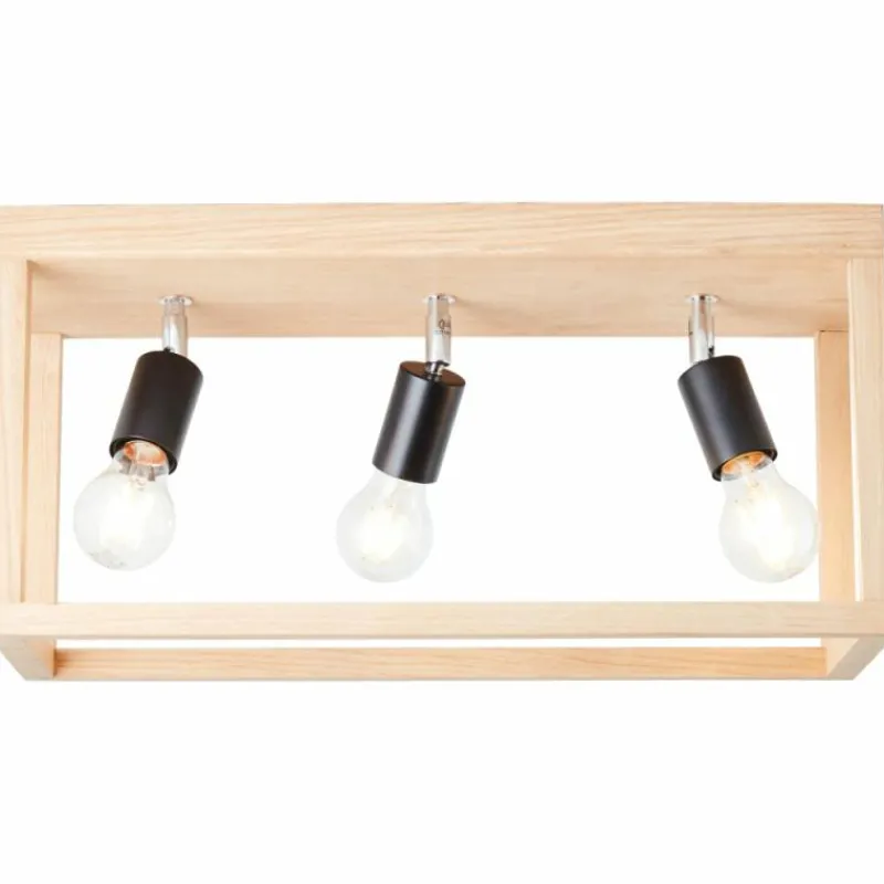 Luminaires Rustiques-Luminaires Brilliant Plafonnier Brilliant Nerea Bois clair, Noir, 3 lumières
