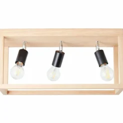 Luminaires Rustiques-Luminaires Brilliant Plafonnier Brilliant Nerea Bois clair, Noir, 3 lumières