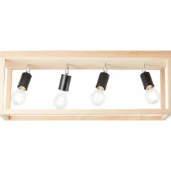 Luminaires Rustiques-Luminaires Brilliant Plafonnier Brilliant Nerea Bois clair, Noir, 4 lumières