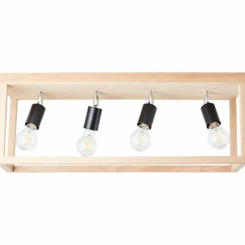 Luminaires Rustiques-Luminaires Brilliant Plafonnier Brilliant Nerea Bois clair, Noir, 4 lumières