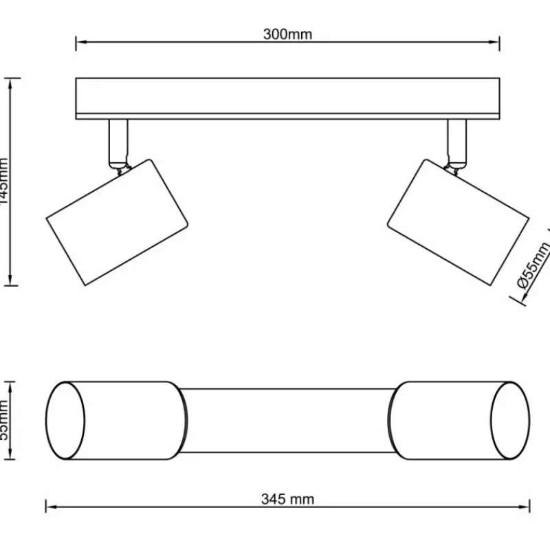 Luminaires Rustiques-Luminaires Brilliant Plafonnier Brilliant Niels Brun, Noir, 2 lumières