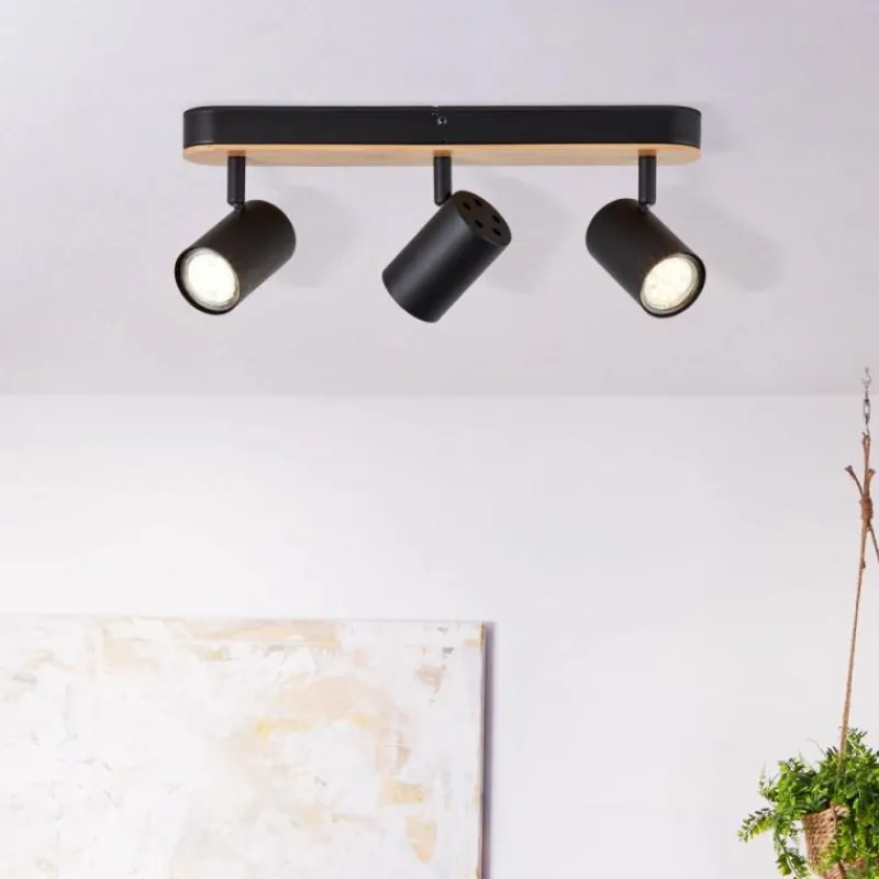 Luminaires Rustiques-Luminaires Brilliant Plafonnier Brilliant Niels Écru, Noir, 3 lumières