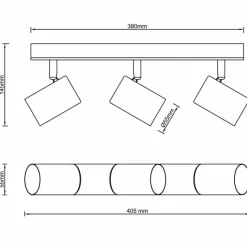 Luminaires Rustiques-Luminaires Brilliant Plafonnier Brilliant Niels Écru, Noir, 3 lumières