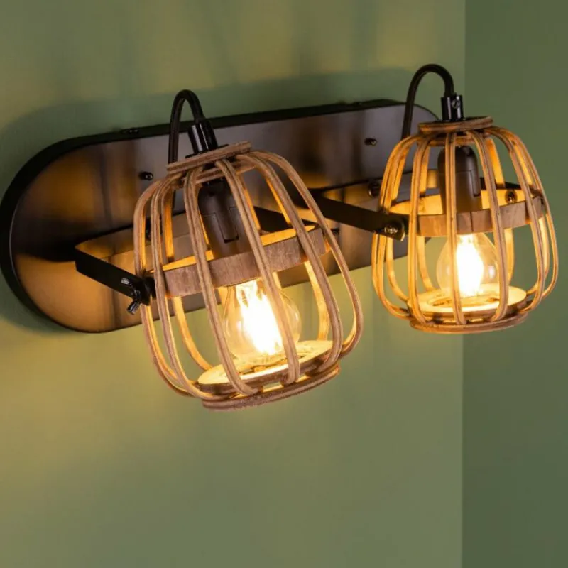 Luminaires Rustiques-Luminaires Brilliant Plafonnier Brilliant Nikka Noir, 2 lumières