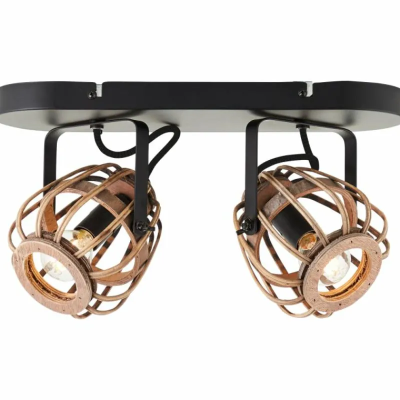 Luminaires Rustiques-Luminaires Brilliant Plafonnier Brilliant Nikka Noir, 2 lumières