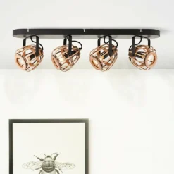 Luminaires Rustiques-Luminaires Brilliant Plafonnier Brilliant Nikka Noir, 4 lumières