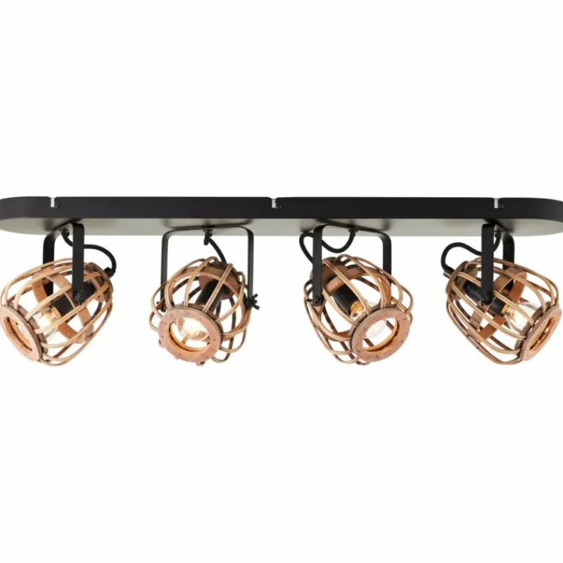 Luminaires Rustiques-Luminaires Brilliant Plafonnier Brilliant Nikka Noir, 4 lumières