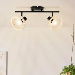 Luminaires Rustiques-Luminaires Brilliant Plafonnier Brilliant Norah Noir, 2 lumières