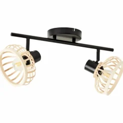 Luminaires Rustiques-Luminaires Brilliant Plafonnier Brilliant Norah Noir, 2 lumières