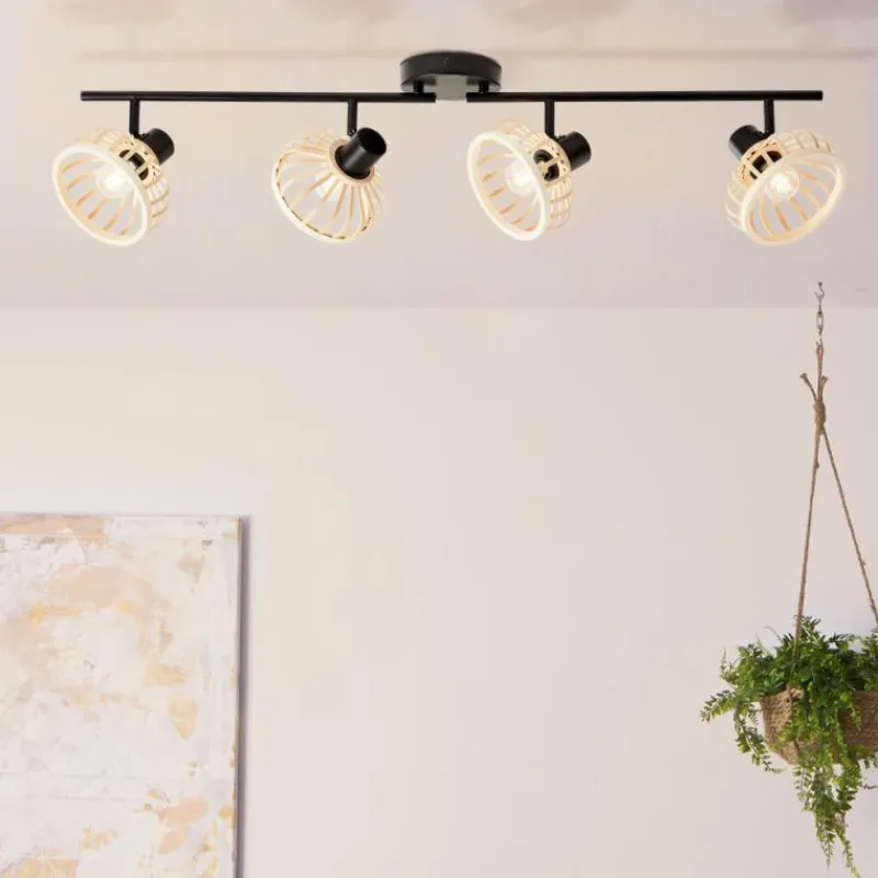 Luminaires Rustiques-Luminaires Brilliant Plafonnier Brilliant Norah Noir, 4 lumières