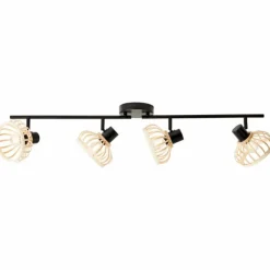 Luminaires Rustiques-Luminaires Brilliant Plafonnier Brilliant Norah Noir, 4 lumières