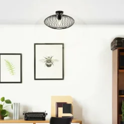 Lampes Industrielles-Luminaires Brilliant Plafonnier Brilliant Norden Noir, 1 lumière