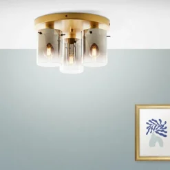 Luminaires Orientaux-Luminaires Brilliant Plafonnier Brilliant Osaki Or, 3 lumières