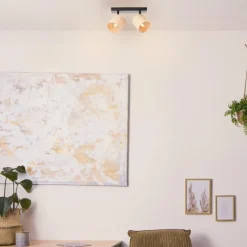 Luminaires Rustiques-Luminaires Brilliant Plafonnier Brilliant Raffy Noir, 2 lumières