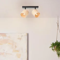 Luminaires Rustiques-Luminaires Brilliant Plafonnier Brilliant Raffy Noir, 2 lumières