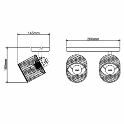Luminaires Rustiques-Luminaires Brilliant Plafonnier Brilliant Raffy Noir, 2 lumières