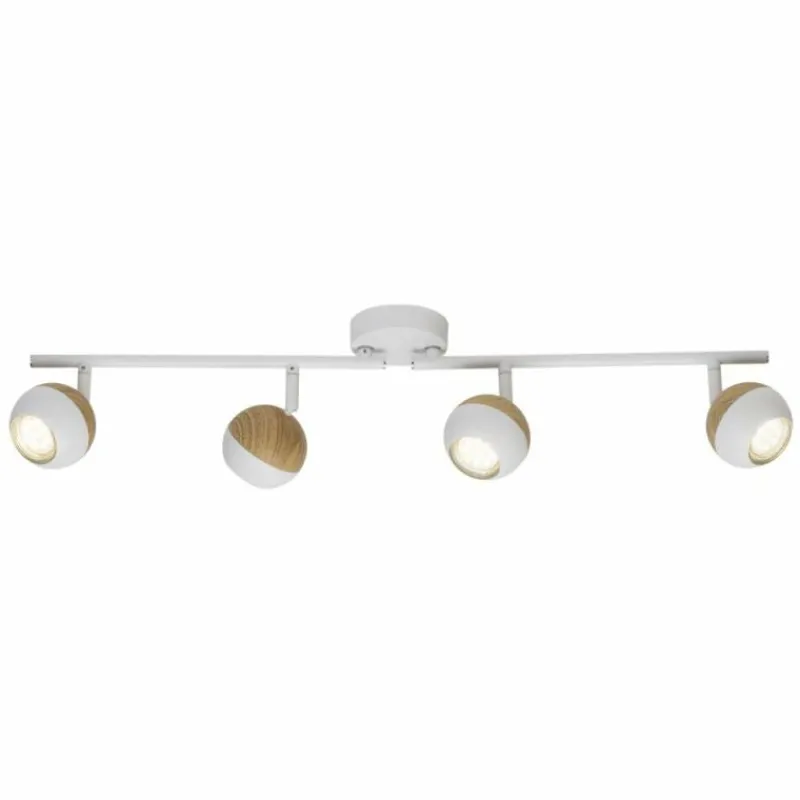 Lampes En Bois-Luminaires Brilliant Plafonnier Brilliant Scan LED Bois clair, Blanc, 4 lumières