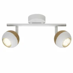 Lampes En Bois-Luminaires Brilliant Plafonnier Brilliant Scan LED Bois clair, Blanc, 2 lumières