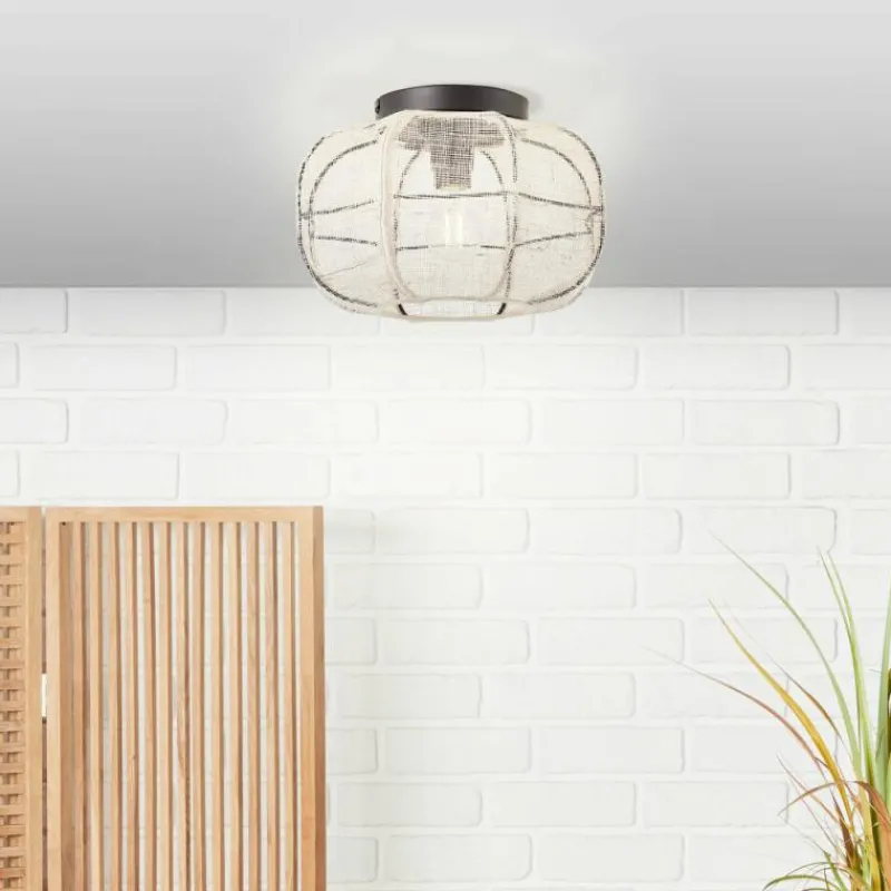 Lampes En Tissu-Luminaires Brilliant Plafonnier Brilliant Tannah Noir, 1 lumière