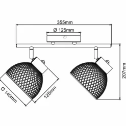 Luminaires Rustiques-Luminaires Brilliant Plafonnier Brilliant Thuy Noir, 2 lumières