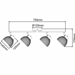 Luminaires Rustiques-Luminaires Brilliant Plafonnier Brilliant Thuy Noir, 4 lumières