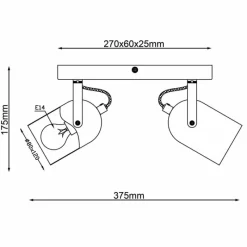 Luminaires Rustiques-Luminaires Brilliant Plafonnier Brilliant Tronte Écru, 2 lumières