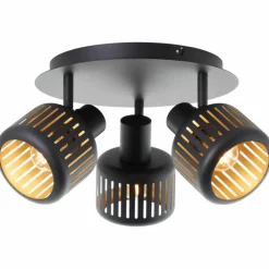 Lampes Dorées-Luminaires Brilliant Plafonnier Brilliant Tyas Noir, 3 lumières