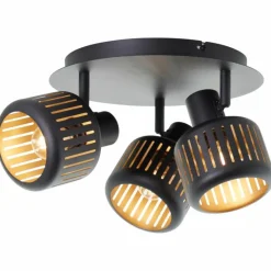 Lampes Dorées-Luminaires Brilliant Plafonnier Brilliant Tyas Noir, 3 lumières