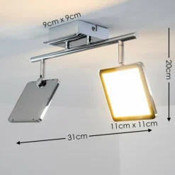 hofstein Plafonnier Brilliant URANUS LED Chrome, 2 lumières* Éclairage Led