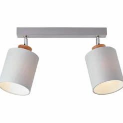 Lampes En Tissu-Luminaires Brilliant Plafonnier Brilliant Vonnie Gris, Bois clair, 2 lumières
