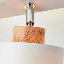 Lampes En Tissu-Luminaires Brilliant Plafonnier Brilliant Vonnie Gris, Bois clair, 2 lumières