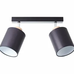 Lampes En Tissu-Luminaires Brilliant Plafonnier Brilliant Vonnie Bois clair, Noir, 2 lumières