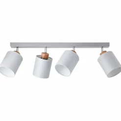 Lampes En Tissu-Luminaires Brilliant Plafonnier Brilliant Vonnie Gris, Bois clair, 4 lumières