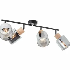 Luminaires Rustiques-Luminaires Brilliant Plafonnier Brilliant Weald Noir, 4 lumières