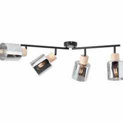 Luminaires Rustiques-Luminaires Brilliant Plafonnier Brilliant Weald Noir, 4 lumières