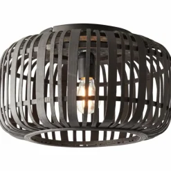 Luminaires Rustiques-Luminaires Brilliant Plafonnier Brilliant Woodrow Bois foncé, Noir, 1 lumière