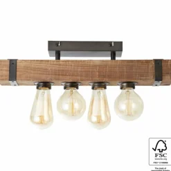 Luminaires Scandinaves-Luminaires Brilliant Plafonnier Brilliant Woodhill Bois foncé, Noir, 4 lumières