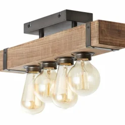 Luminaires Scandinaves-Luminaires Brilliant Plafonnier Brilliant Woodhill Bois foncé, Noir, 4 lumières