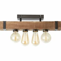 Luminaires Scandinaves-Luminaires Brilliant Plafonnier Brilliant Woodhill Bois foncé, Noir, 4 lumières