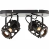 Style Boho-Chic-Luminaires Brilliant Plafonnier Brilliant Woodrow Noir, 2 lumières