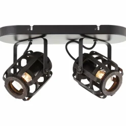 Style Boho-Chic-Luminaires Brilliant Plafonnier Brilliant Woodrow Noir, 2 lumières