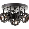 Style Boho-Chic-Luminaires Brilliant Plafonnier Brilliant Woodrow Noir, 3 lumières