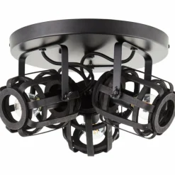 Style Boho-Chic-Luminaires Brilliant Plafonnier Brilliant Woodrow Noir, 3 lumières