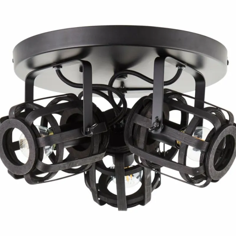 Style Boho-Chic-Luminaires Brilliant Plafonnier Brilliant Woodrow Noir, 3 lumières